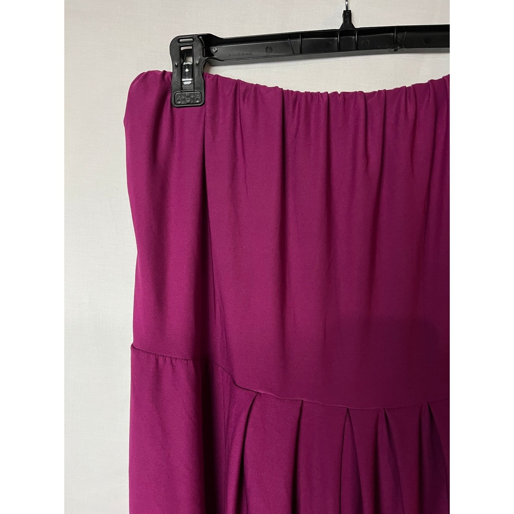 24seven Comfort Apparel Strapless Maxi Dress Womens 2X Purple Pleated Pocket NEW